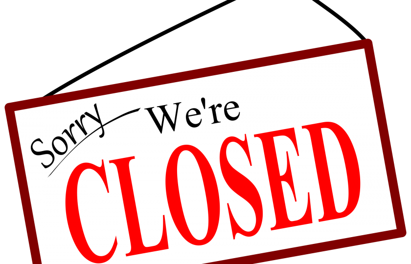 'Sorry we are closed' sign