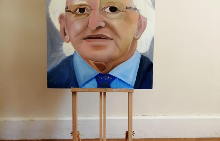 Portrait of President Michael D Higgins (displayed on an easel) - Elton MS